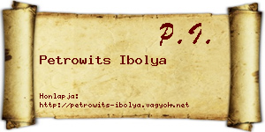 Petrowits Ibolya névjegykártya